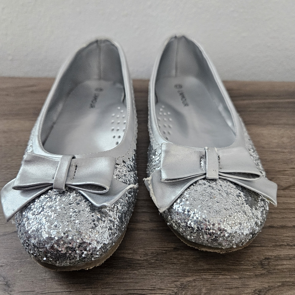 L'AMOUR Silver Glitter Ballet Flats Girls Size 13